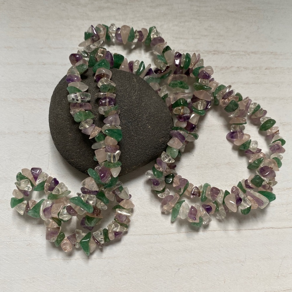 Jade, Amethyst, and Rose Quartz necklace
